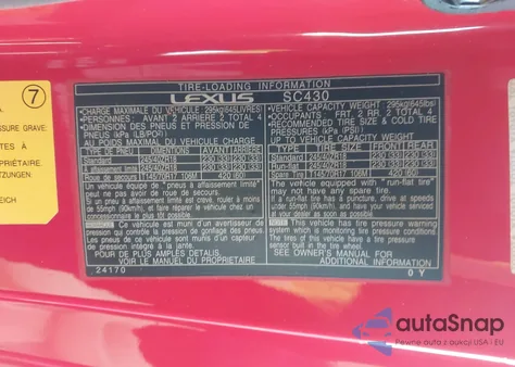 2002 Lexus Sc 430 z USA, uszkodzony, nr VIN JTHFN48Y320008866